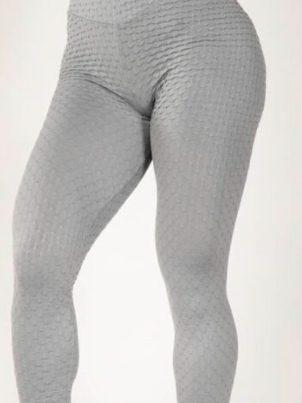 New With Tag High-Rise Textured Leggings - Gray